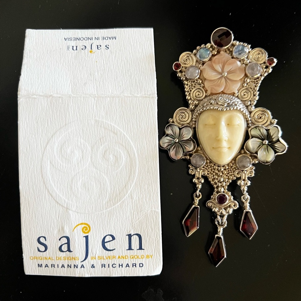 Sajen, Ornate Bali Goddess 925 Sterling Silver Pendant/Brooch. - Picture 16 of 16